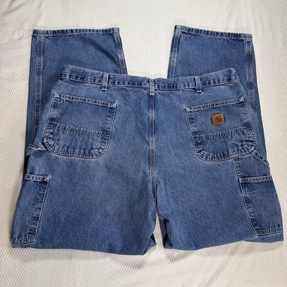 Carhartt Mens 42x32 Loose Original Fit Carpenter Jeans Dark Stone Blue B13-DST